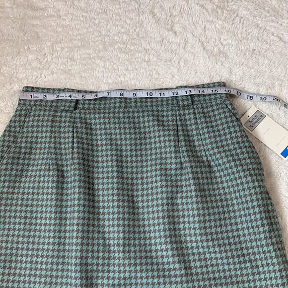 Vintage 90s Norton McNaughton wool blend mint houndstooth pencil skirt, 16 NWT - Picture 10 of 11